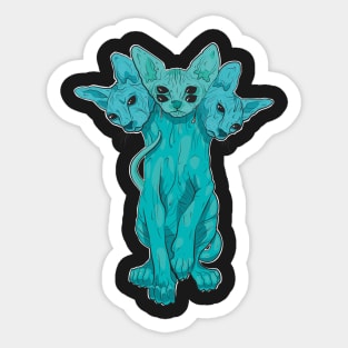 3 Headed Cat Sticker